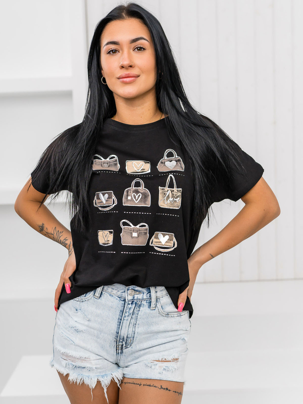 Femme T-shirt imprimé Noir Bolf 95T2531