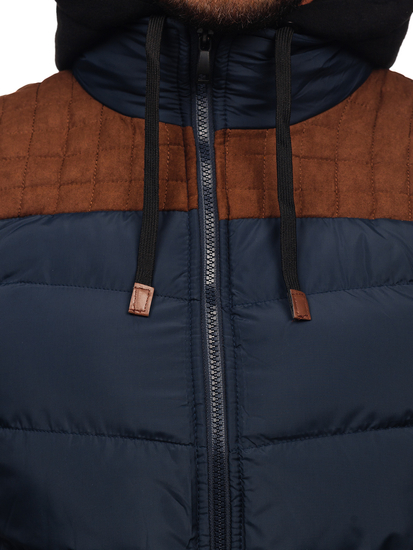 Gilet matelassé à capuche pour homme bleu foncé Bolf B5382