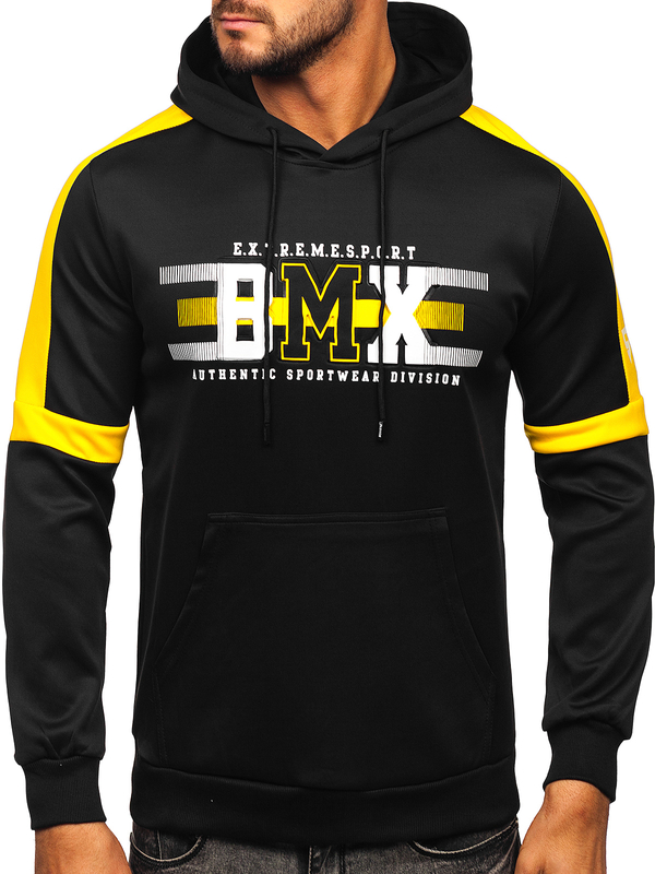 Sweat-shirt imprimé à capuche pour homme noir Bolf HY973