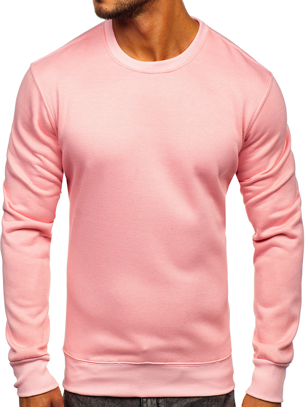 Sweat-shirt pour homme sans capuche rose clair Bolf 2001