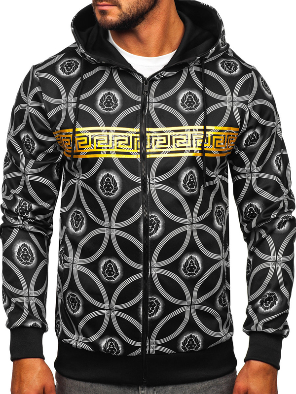 Sweat-shirt avec fermeture à capuche pour homme noir Bolf 27B8123