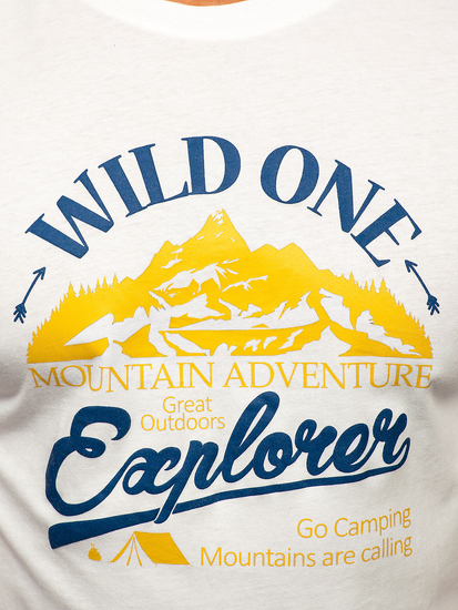 Homme T-shirt imprimé en coton Blanc Bolf MPO3484