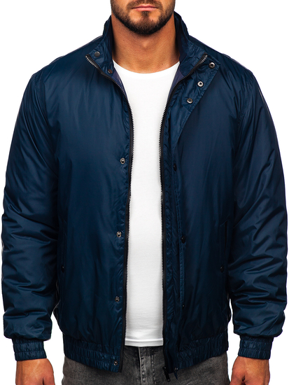Blouson de transition avec capuche dissimulée pour homme bleu foncé Bolf 5M3102