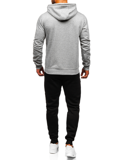 Survêtement avec sweat-shirt à capuche kangourou pour homme gris Bolf D002