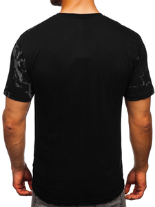 Homme T-shirt imprimé en coton Noir Bolf 627
