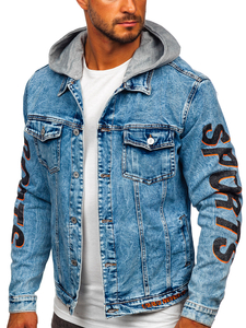 Homme Blouson en jean à capuche Bleu foncé Bolf HY959