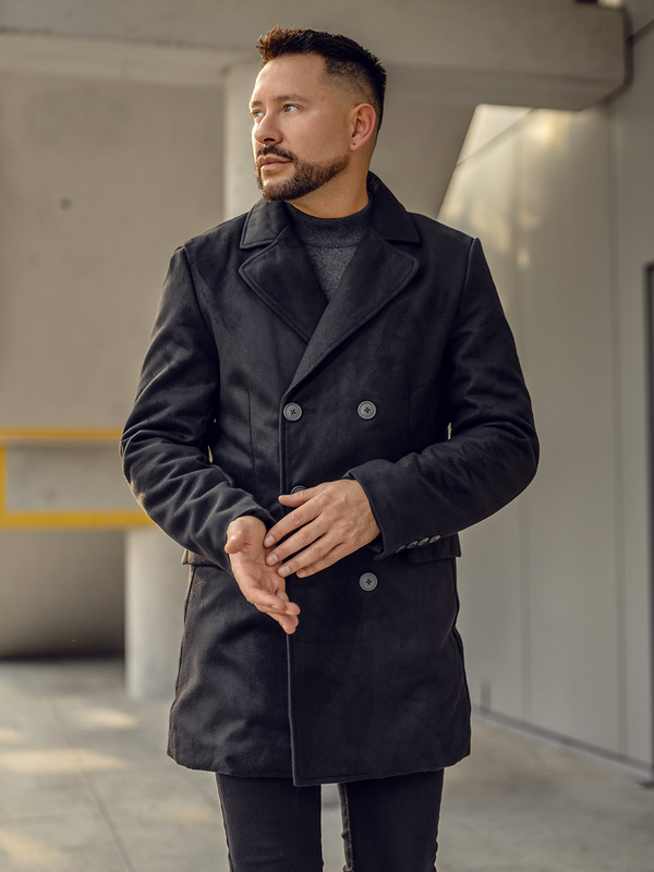 Manteau homme d’hiver à double boutonnage long noir Bolf 79B3A2-073