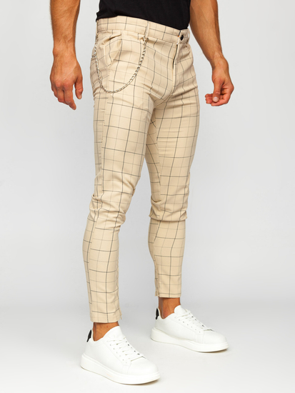 Homme Pantalon chino à carreaux Beige Bolf 0060