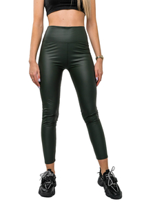 Femme Legging en simili cuir Vert Bolf 2048