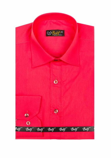 Chemise élégante corail à manches longues pour homme Bolf 1703