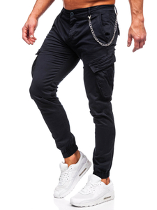 Homme Pantalon jogger cargo Noir Bolf SK850