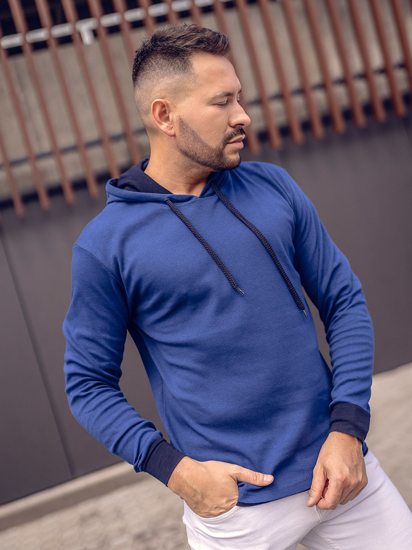 Sweat-shirt indigo à capuche pour homme Bolf 145380
