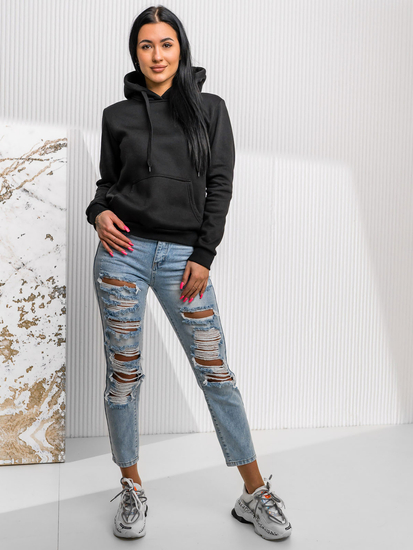 Femme Sweat-shirt kangourou Noir Bolf W02A1