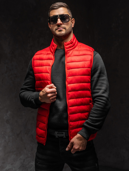 Gilet pour homme matelassé sans capuche rouge Bolf LY32