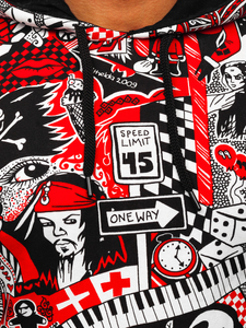 Sweat-shirt imprimé à capuche pour homme rouge Bolf 141035