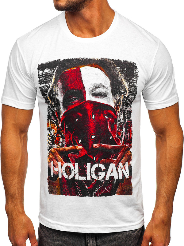 Tee-shirt en coton imprimé pour homme blanc Bolf CMR18