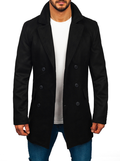 Homme Manteau d'hiver longue croisé Noir Bolf 79B3A1-073