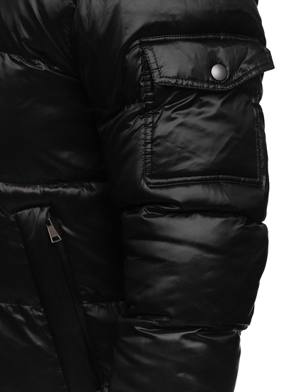 Homme Blouson d'hiver matelassée longue Noir Bolf 9971