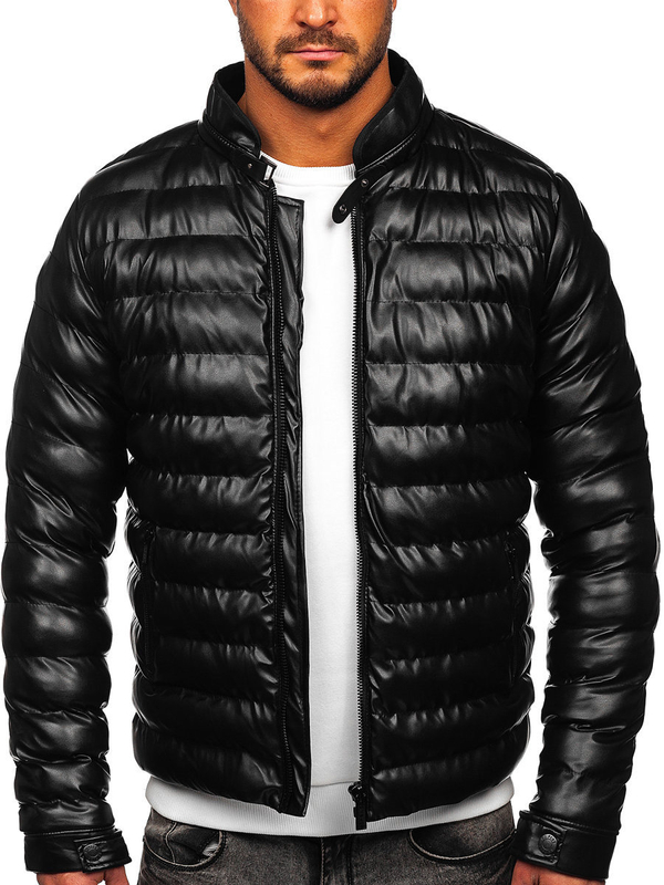 Homme Blouson en cuir matelassée Noir Bolf 5M796