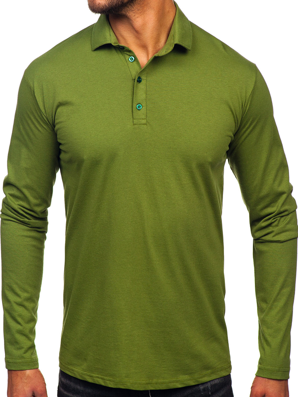 Homme Polo en coton à manches longues Vert Bolf 5119