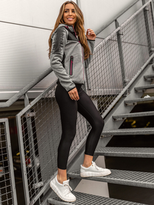 Sweat-shirt à capuche matelassé femme gris Bolf KSW4007A