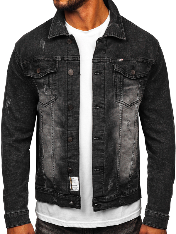 Le blouson en jean pour homme noir Bolf MJ525N