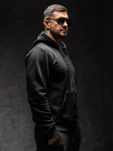 Sweat-shirt noir zippé à capuche pour homme Bolf 2008 