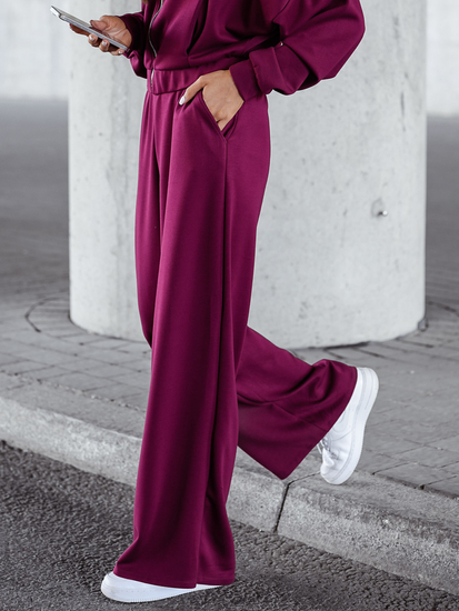 Ensemble sweat-shirt zippé deux pièces femme bordeaux Bolf 821109