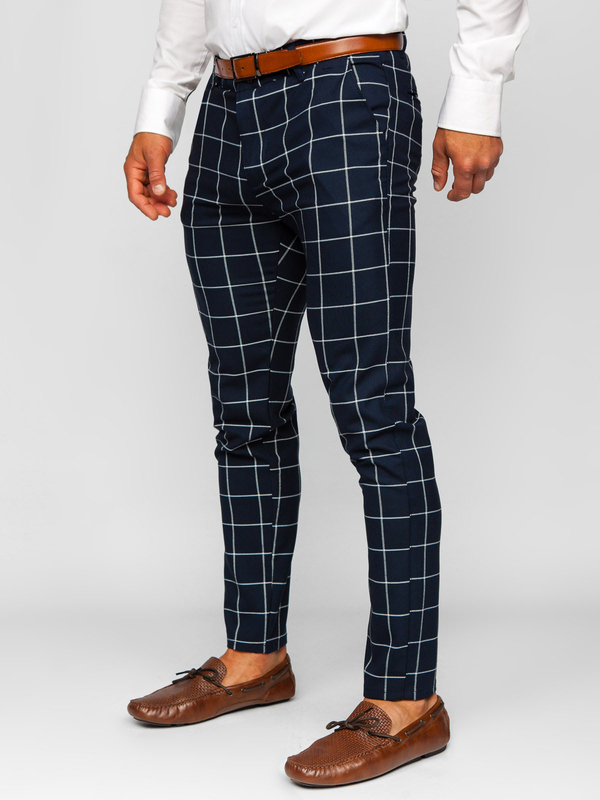 Homme Pantalon chino à carreaux Encre Bolf 0050