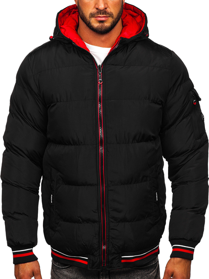 Blouson d'hiver matelassé réversible pour homme noir-rouge Bolf 7410