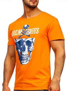 Tee-shirt orange avec imprimé pour homme Bolf Y70005