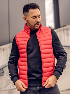 Gilet pour homme matelassé sans capuche rouge Bolf LY32