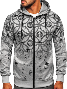 Sweat-shirt avec fermeture à capuche pour homme gris Bolf 27B8122