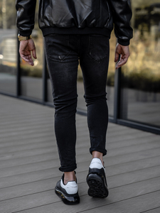 Pantalon en jean regular fit pour homme noir Bolf TF098