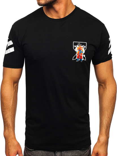Tee-shirt imprimé pour homme noir Bolf 14404
