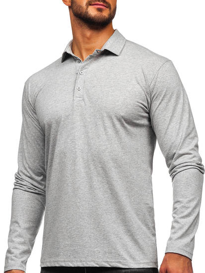 Homme Polo en coton à manches longues Gris Bolf 5119