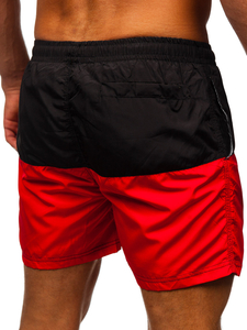 Homme Maillots de bain Noir-Rouge Bolf HM058A