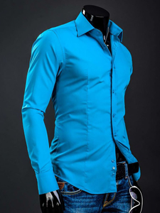Chemise élégante turquoise à manches longues pour homme Bolf 1703A