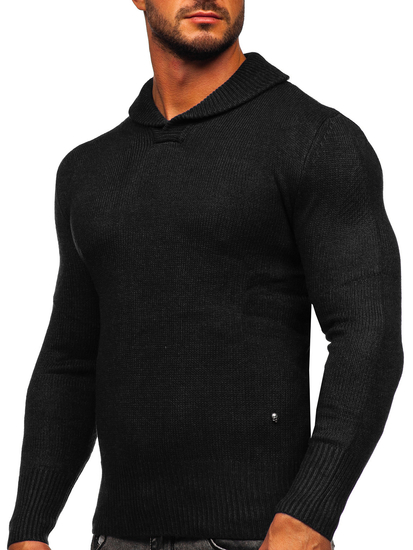 Pull à col montant pour homme noir Bolf MM6018
