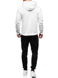 Survêtement avec sweat-shirt à capuche kangourou pour homme blanc Bolf D002