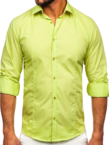 Homme Chemise élégante à manche longue Vert Bolf 6944