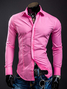 Chemise élégante corail à manches longues pour homme Bolf 1703A
