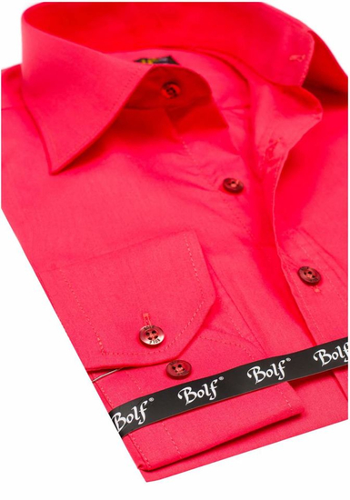 Chemise élégante corail à manches longues pour homme Bolf 1703