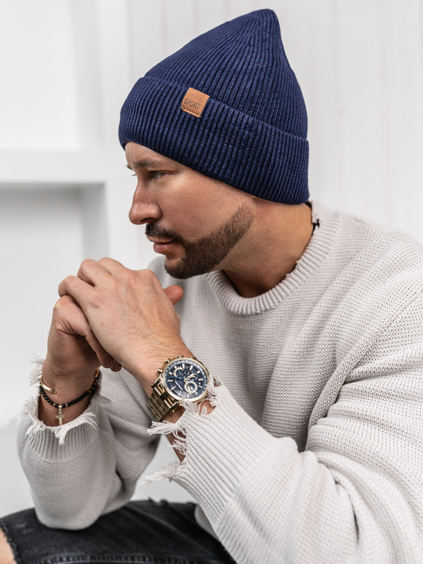 Homme Bonnet d'hiver chaud Bleu foncé Bolf 387043