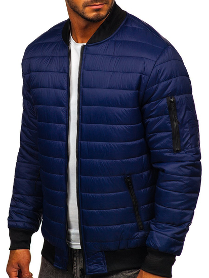 Blouson bomber de transition matelassé pour homme bleu foncé Bolf MY-02A