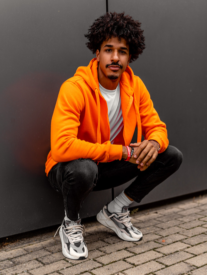 Sweat-shirt à capuche pour homme orange Bolf 2008A