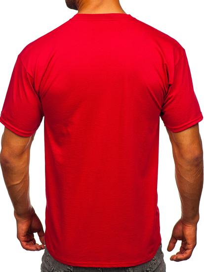 Homme T-shirt basic en coton Rouge Bolf B459