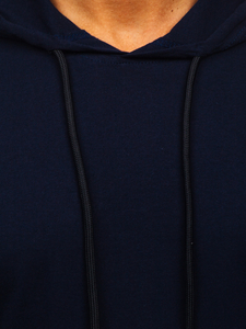 Tee-shirt en coton sans imprimé à capuche pour homme bleu foncé Bolf 14513