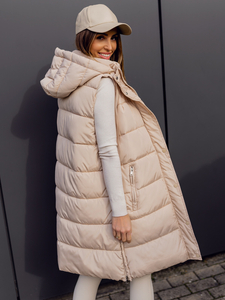 Gilet long matelassé oversize pour femme beige Bolf 81276