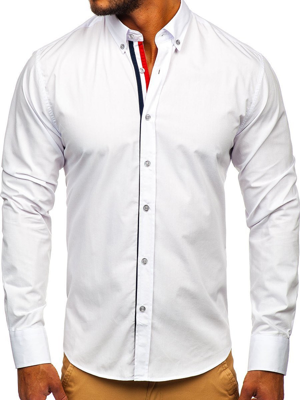 Chemise élégante à manche longue pour homme blanche Bolf 3713